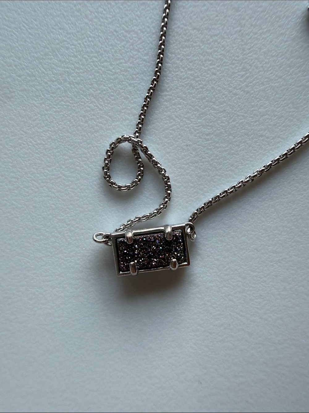 Kendra Scott Black Silver Druzy Necklace